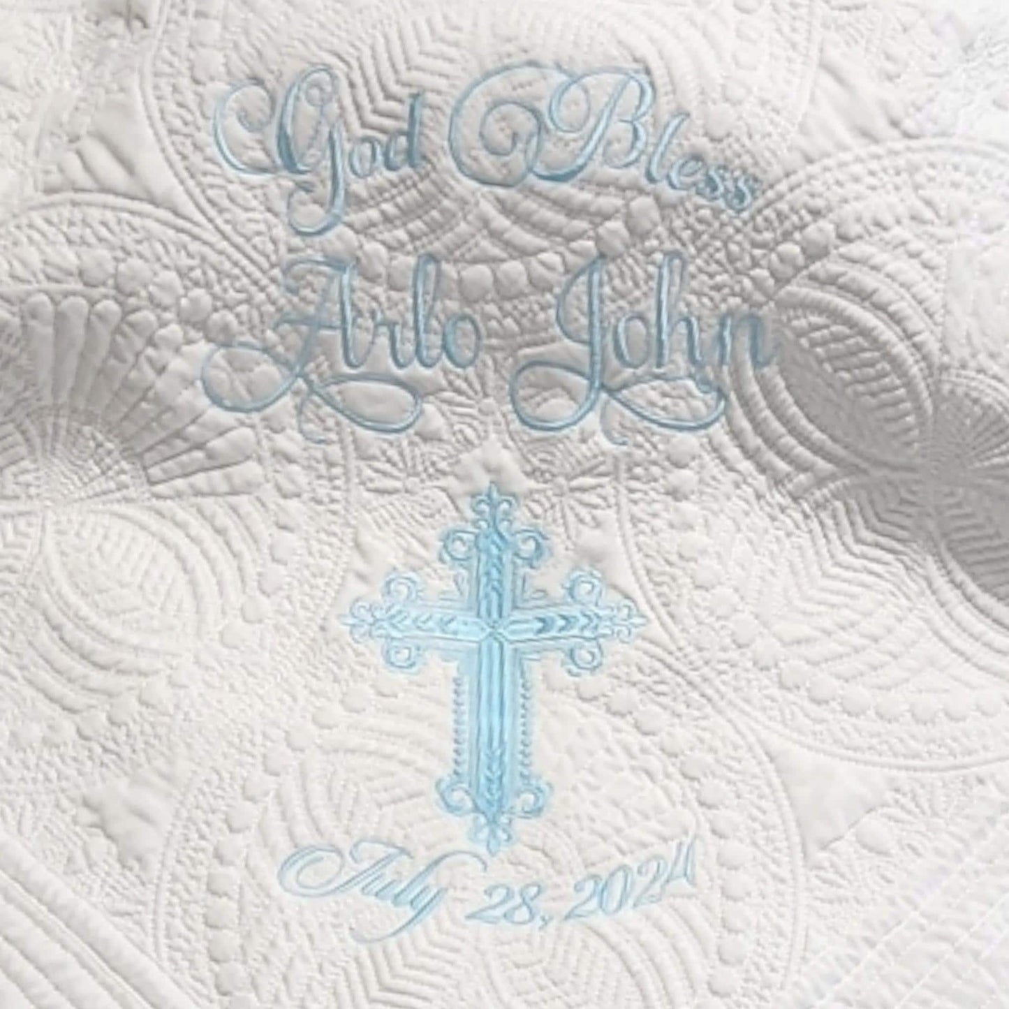 Personalized Baptism Blanket with Embroidered Cross