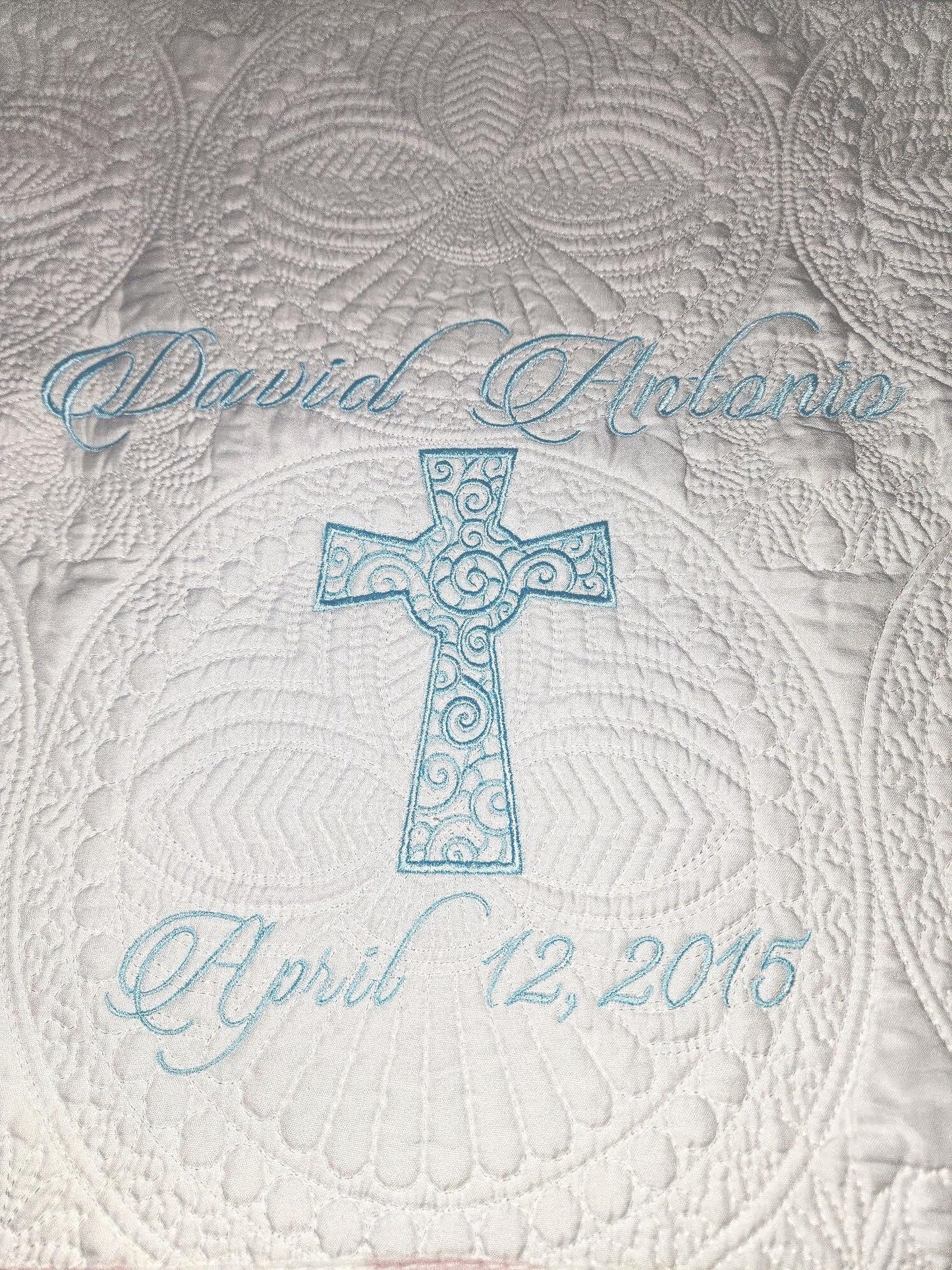 Personalized Baptism Blanket with Embroidered Cross