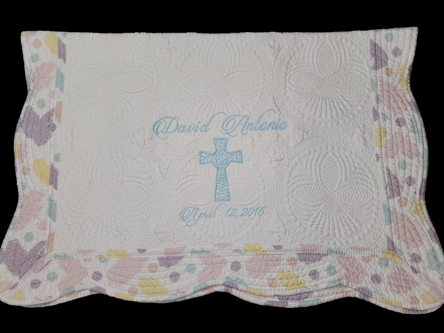 Personalized Baptism Blanket with Embroidered Cross