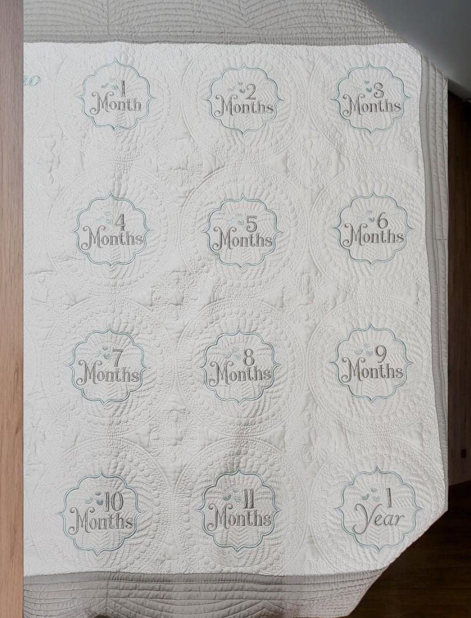 Personalized Baby Milestone Quilt - Trendy Baby Shower - Floral Baby Milestone Blanket - Newborn Baby Blanket - Soft Baby Quilt