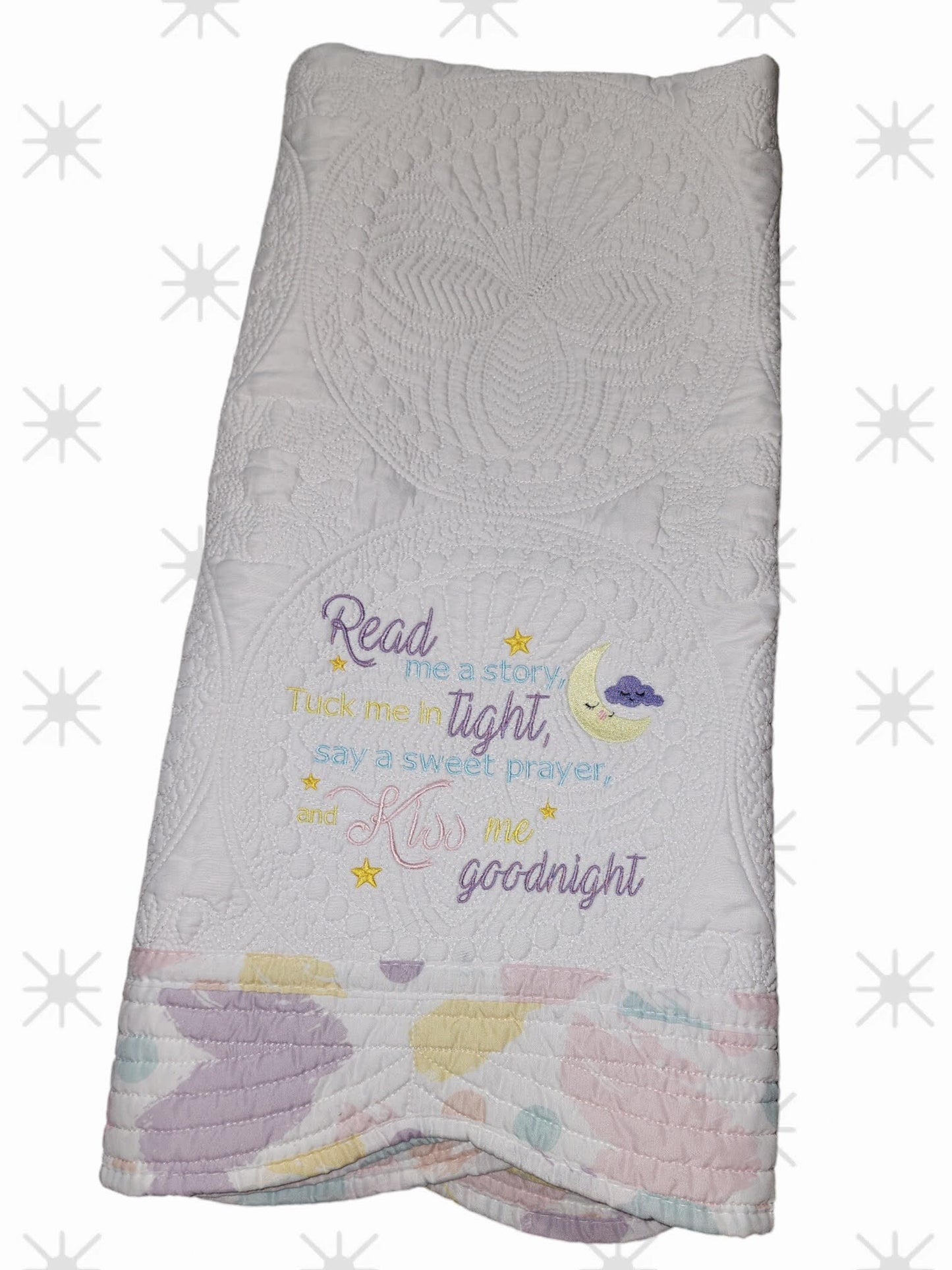 Embroidered Read me a story Children's Quilt - Just Waiting for Your Special Child's Name