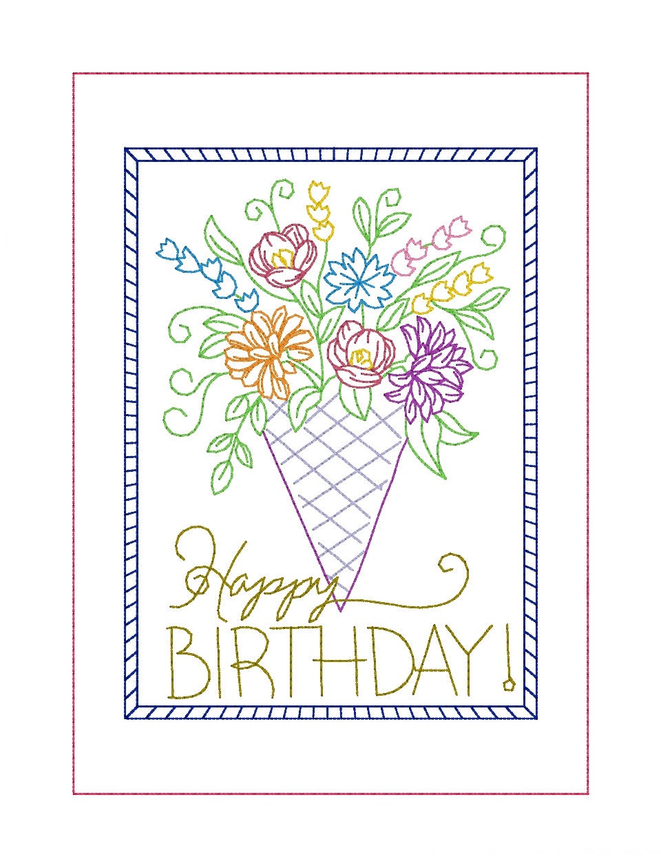 Embroidered Birthday Card