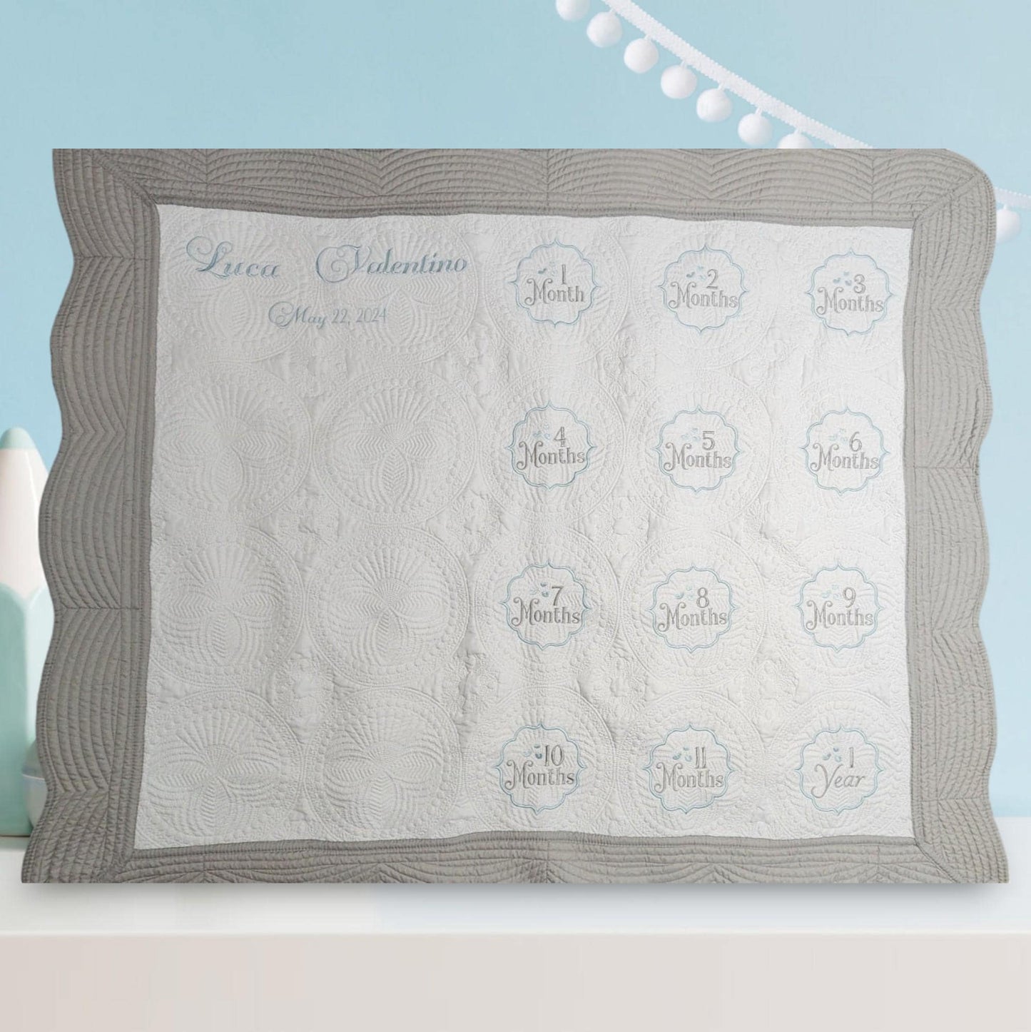 Personalized Baby Milestone Quilt - Trendy Baby Shower - Floral Baby Milestone Blanket - Newborn Baby Blanket - Soft Baby Quilt