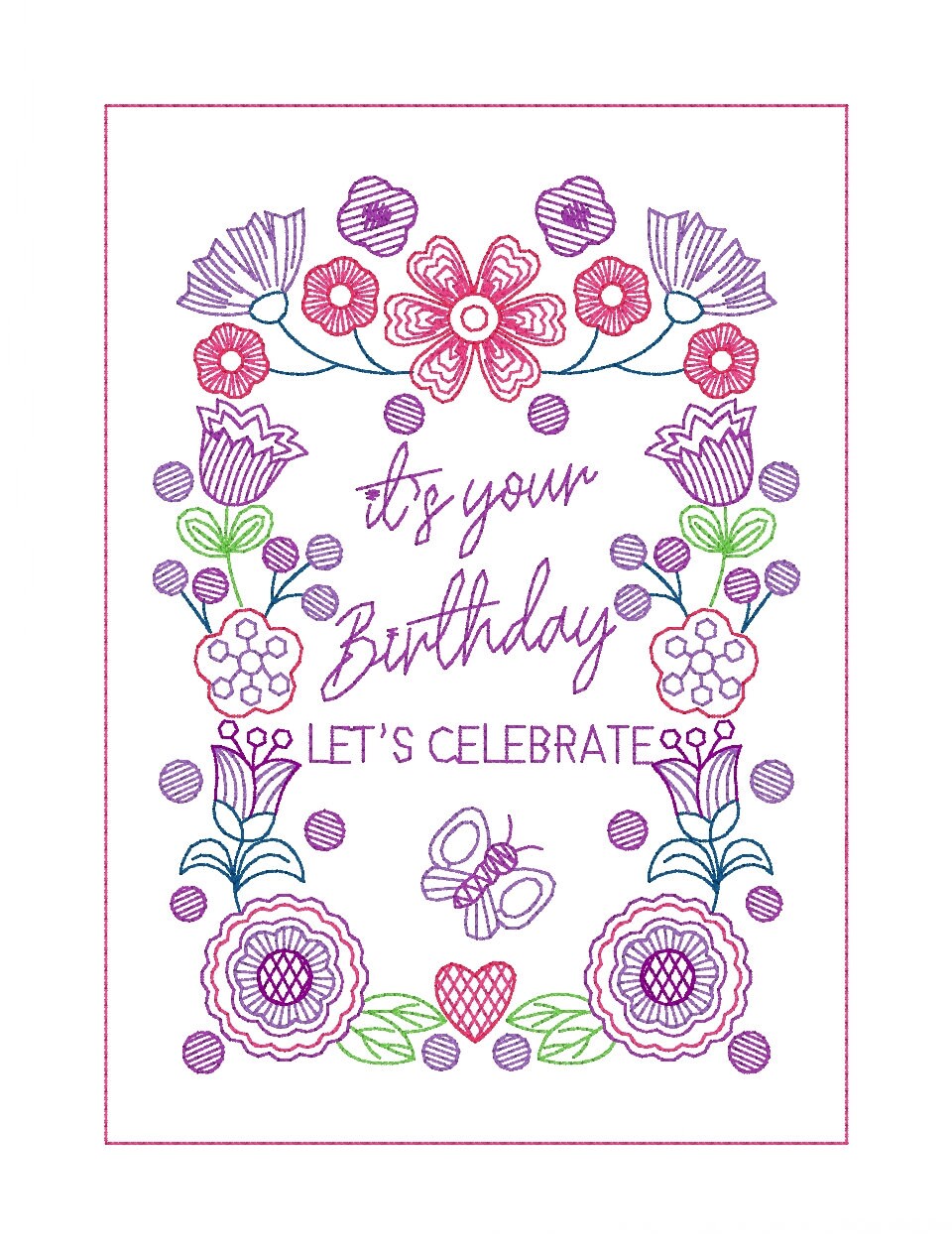 Embroidered Birthday Card