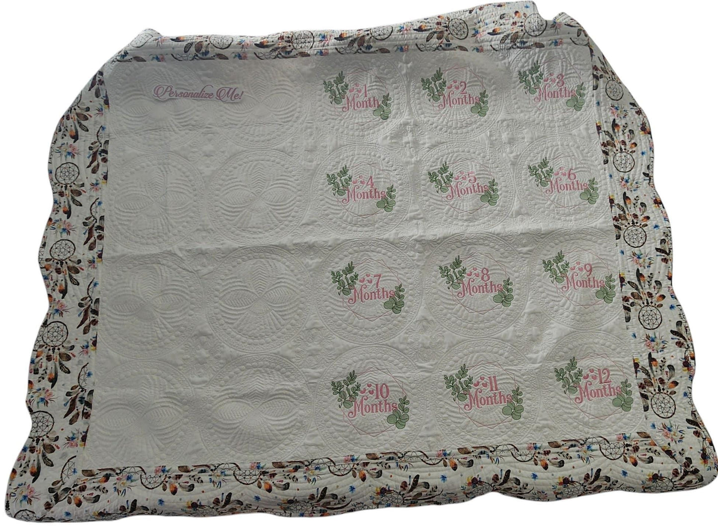 Personalized Dreamcatcher Baby Milestone Quilt - Trendy Baby Shower - Floral Baby Milestone Blanket - Newborn Baby Blanket - Soft Baby Quilt